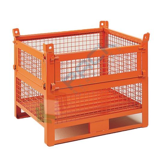 Contenitore metallico industriale in rete, 2 slitte lato lungo, Mis. 1000 L x 800 P x 845 H mm, ante apribili, arancio RAL 2004, Tipologia: In Rete, Base: 2 Slitte Lato Lungo, Mis. Base (cm): 80 x 100, Altezza (cm): 84,5, Versione: 2 Ante Apribili, Portata (Kg): 1000 vendita, produzione, prezzi e offerte