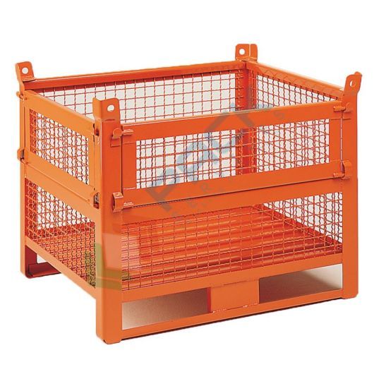 Contenitore metallico industriale in rete, 2 slitte lato lungo, Mis. 1200 L x 800 P x 845 H mm, ante apribili, arancio RAL 2004, Tipologia: In Rete, Base: 2 Slitte Lato Lungo, Mis. Base (cm): 80 x 120, Altezza (cm): 84,5, Versione: 2 Ante Apribili, Portata (Kg): 1000 vendita, produzione, prezzi e offerte