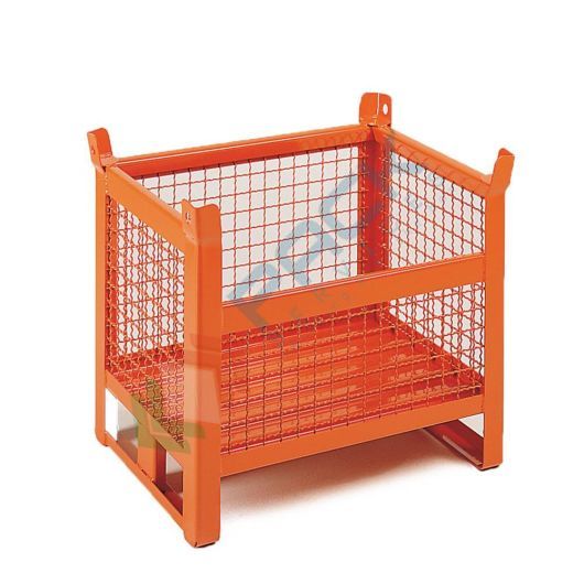 Contenitore metallico industriale in rete, 2 slitte lato corto, Mis. 800 L x 500 P x 695 H mm, parete 3/4, arancio RAL 2004, Tipologia: In Rete, Base: 2 Slitte Lato Corto, Mis. Base (cm): 50 x 80, Altezza (cm): 69,5, Versione: 1 Parete 3/4, Portata (Kg): 700 vendita, produzione, prezzi e offerte
