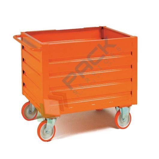 Contenitore metallico industriale in lamiera, 4 ruote, mis. 1000 L x 800 P x 840 H mm, arancio RAL 2004, Tipologia: In Lamiera, Base: 4 Ruote, Mis. Base (cm): 80 x 100, Altezza (cm): 84, Versione: Standard, Portata (Kg): 800 vendita, produzione, prezzi e offerte