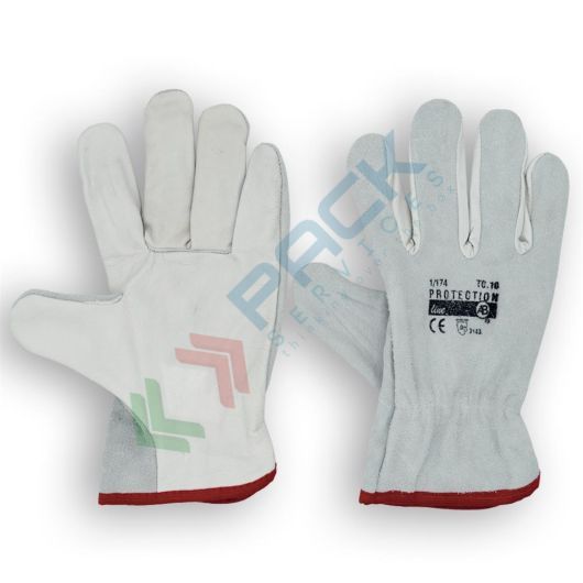 Guanti da lavoro con palmo in pelle fiore di bovino, dorso in crosta, elastico stringipolso interno, orlati, omologati CE + EN 388, colore bianco, taglia 7, Colore: Bianco, Taglia: S vendita, produzione, prezzi e offerte