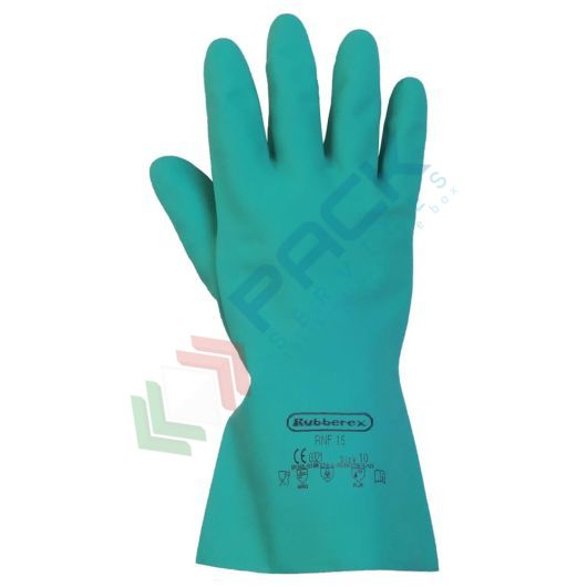 Guanti da lavoro protezione chimica ideali per l'industria alimentare, in nitrile antisolvente, spessore mm 0,38, lunghezza mm 330, omologati EN 388 + EN 374, colore verde, taglia 7, Colore: Verde, Taglia: S vendita, produzione, prezzi e offerte