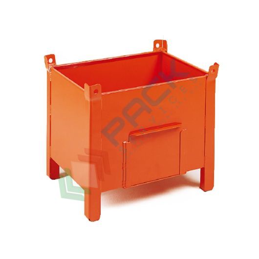 Contenitore metallico industriale in lamiera, 4 piedi, Mis. 800 L x 600 P x 695 H mm, tramoggia, porta a ghigliottina, Tipologia: 4 Piedi + Tramoggia, Mis. Base (cm): 60 x 80, Altezza (cm): 69,5, Ante nr.: a Ghigliottina, Portata (Kg): 700 vendita, produzione, prezzi e offerte