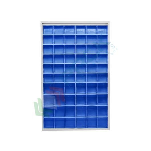 Scaffale con cassettiere porta minuteria, capacità 60 cassetti, Mis. 1260 L x 250 P x 2000 H mm, colore blu, Tipologia: Scaffale, Colore: Blu, Cassetti nr.: 60, Versione: 1 Pannello vendita, produzione, prezzi e offerte