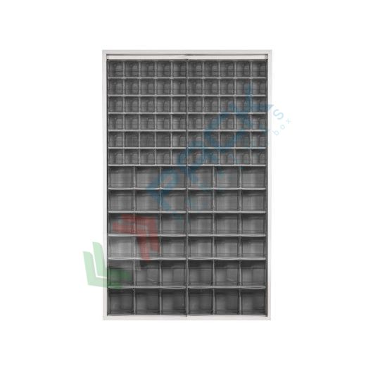 Scaffale con cassettiere porta minuteria, capacità 96 cassetti, Mis. 1260 L x 250 P x 2000 H mm, colore grigio scuro, Tipologia: Scaffale, Cassetti nr.: 96, Versione: 1 Pannello, Colore: Grigio Scuro vendita, produzione, prezzi e offerte