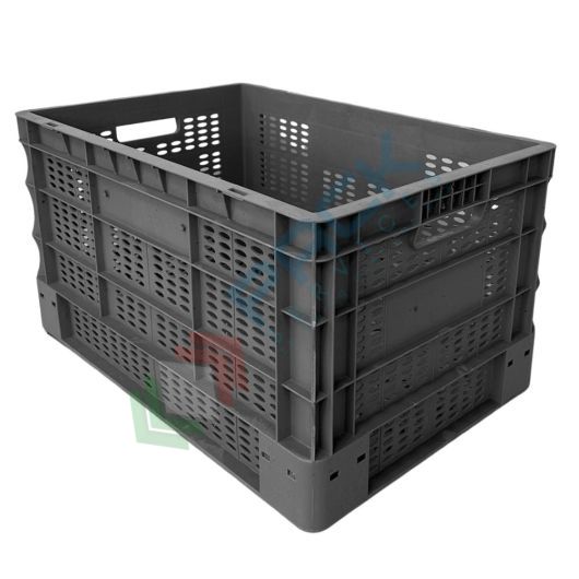 Cassetta in plastica (PP) sovrapponibile per alimenti, 65 Lt, mis. 600 L x 400 P x 330 H mm, pareti forate, maniglie passanti, base non rifinita nei singoli fori vendita, produzione, prezzi e offerte