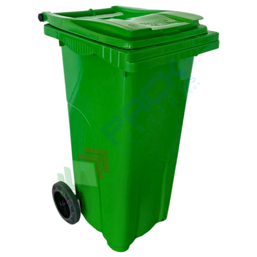 Bidone spazzatura per la raccolta differenziata rifiuti, capacità 120 Lt, certificato UNI EN 840, per uso esterno, colore verde, Tipologia: Bidone, Capacità: 120 Lt, Versione: Coperchio a Cerniera, Colore: Verde vendita, produzione, prezzi e offerte