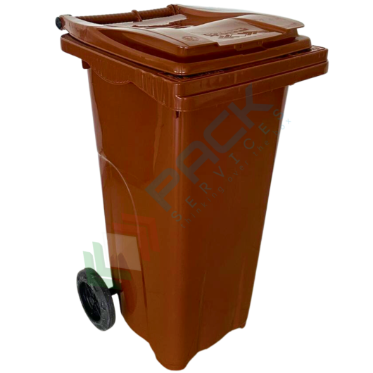 Bidone spazzatura per la raccolta differenziata rifiuti, capacità 120 Lt, certificato UNI EN 840, per uso esterno, colore marrone, Tipologia: Bidone, Capacità: 120 Lt, Versione: Coperchio a Cerniera, Colore: Marrone vendita, produzione, prezzi e offerte