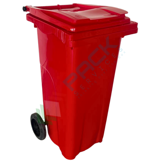 Bidone spazzatura per la raccolta differenziata rifiuti, capacità 120 Lt, certificato UNI EN 840, per uso esterno, colore rosso, Tipologia: Bidone, Capacità: 120 Lt, Versione: Coperchio a Cerniera, Colore: Rosso vendita, produzione, prezzi e offerte