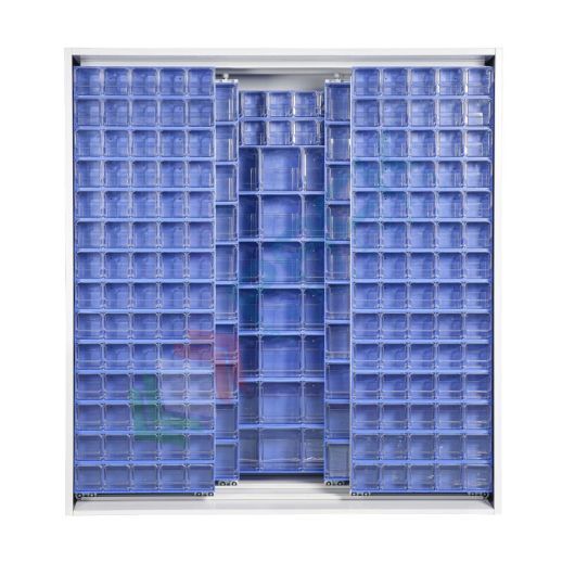 Armadio con cassettiere porta minuteria, capacità 210 cassetti, 3 pannelli fissi + 4 scorrevoli, colore blu, Tipologia: Armadio, Cassetti nr.: 210, Versione: 3 Pannelli Fissi + 4 Scorrevoli, Colore: Blu vendita, produzione, prezzi e offerte