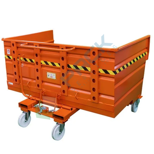 Benna ribaltabile con ruote, in acciaio, capacità 2040 Lt, svuotamento con muletto, arancio RAL 2004, Tipologia: Scarico con Muletto, Capacità: 2000 Lt, Base: 4 Ruote, Pareti: Chiuse vendita, produzione, prezzi e offerte