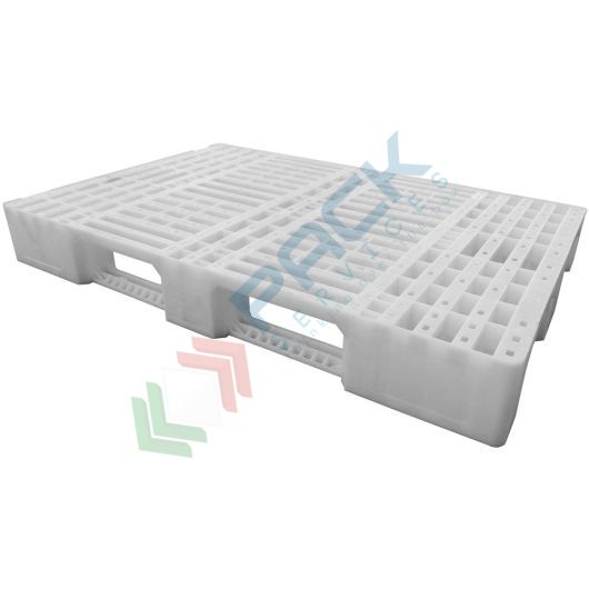 Pallet in plastica (HDPE), Mis. 800 L x 1200 P x 150 H mm, con 3 traverse, piano forato, portata statica 4000 Kg, portata dinamica 1500 Kg, Tipologia: Pallet Igienico, Base: Traverse, Parte Superiore: Forata, Mis. Base (cm): 80 x 120, Altezza (cm): 15, Portata Statica (Kg): 4000, Portata Dinamica (Kg): 1500 vendita, produzione, prezzi e offerte