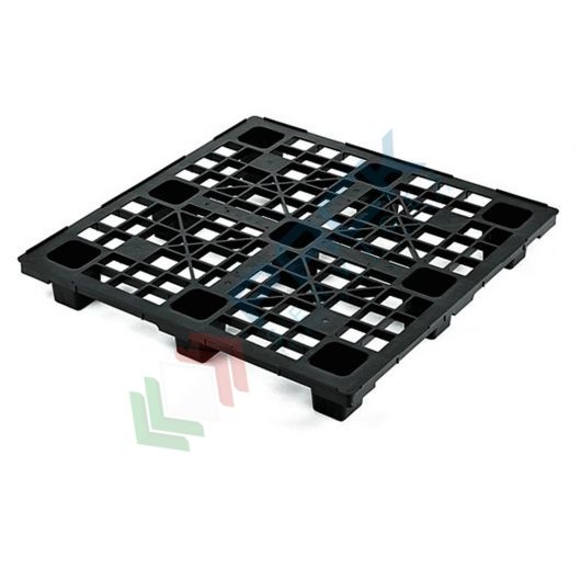 Pallet in plastica riciclata (PP), Mis. 1200 L x 1200 P x 155 H mm, con 9 piedi, piano forato, portata statica 2500 Kg, portata dinamica 1000 Kg, Tipologia: Pallet Leggero, Base: Piedi, Parte Superiore: Forata, Mis. Base (cm): 120 x 120, Altezza (cm): 15,5, Portata Statica (Kg): 2500, Portata Dinamica (Kg): 1000 vendita, produzione, prezzi e offerte