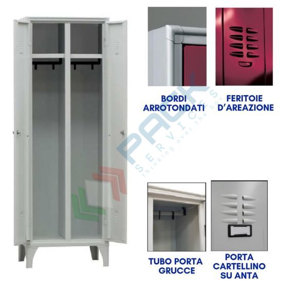 Armadio spogliatoio sporco pulito in metallo, 2 vani e 1 tramezzo, Mis. 615 L x 500 P x 1800 H mm, maniglia in metallo, Tipologia: Sporco Pulito, Nr. Vani: 2, Larghezza (cm): 61.5, Profondità (cm): 50, Altezza (cm): 180, Chiusura: Maniglia, 8 image vendita, produzione, prezzi e offerte
