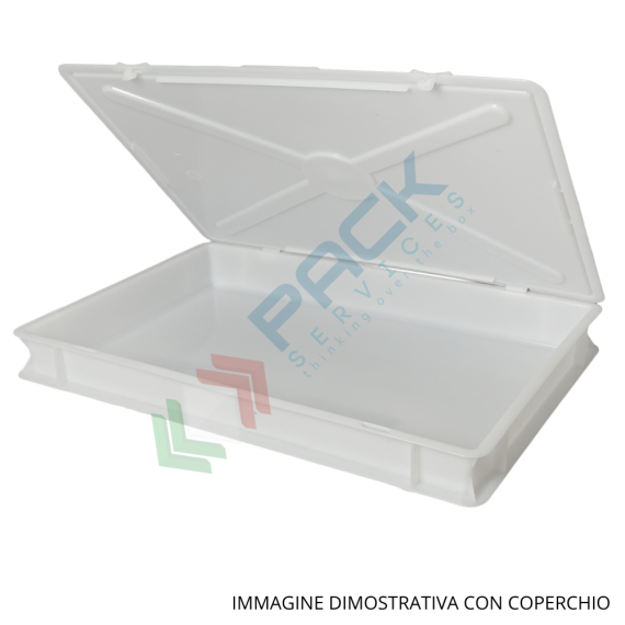 Cassetta in plastica (HDPE) sovrapponibile, capacità 13 Lt, Mis. 600 L x 400 P x 70 H mm, ideale per alimenti, fondo e pareti chiuse, colore bianco, Tipologia: Cassa Sovrapponibile Alimenti, Versione: Base e Pareti Chiuse, Mis. Base (cm): 40 x 60, Altezza (cm): 7, Capacità: 13 Lt, Contatto Diretto con Alimenti: SI, Colore: Bianco, 10 image vendita, produzione, prezzi e offerte