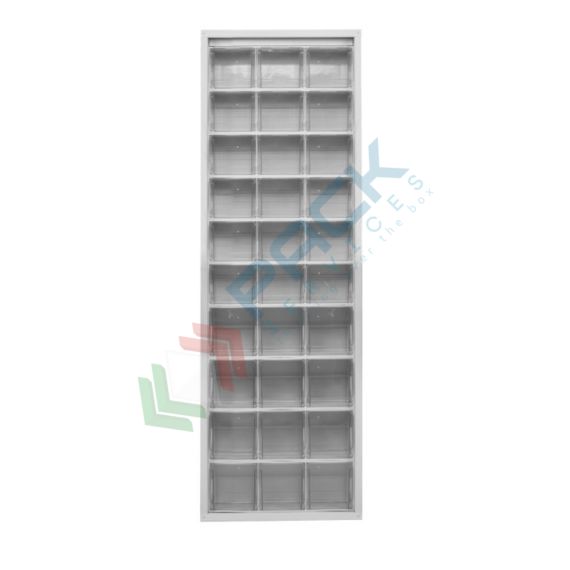 Scaffale con cassettiere porta minuteria, capacità 30 cassetti, Mis. 665 L x 250 P x 2000 H mm, colore grigio chiaro, Tipologia: Scaffale, Tipo Contenitore: Cassette Portaminuteria, Versione: Standard, Cassetti/e nr.: 30, Colore: Grigio Chiaro, Misura: 665 L x 250 P x 2000 H mm vendita, produzione, prezzi e offerte