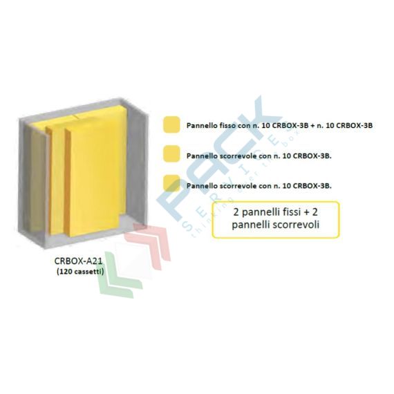 Armadio con cassettiere porta minuteria, capacità 120 cassetti, 2 pannelli fissi + 2 scorrevoli, colore grigio scuro, Tipologia: Scaffale con Pannelli Scorrevoli, Tipo Contenitore: Cassette Portaminuteria, Versione: 2 Fissi + 2 Scorrevoli, Cassetti/e nr.: 120, Colore: Grigio Scuro, Misura: 1270 L x 600 P x 1950 H mm, 6 image vendita, produzione, prezzi e offerte