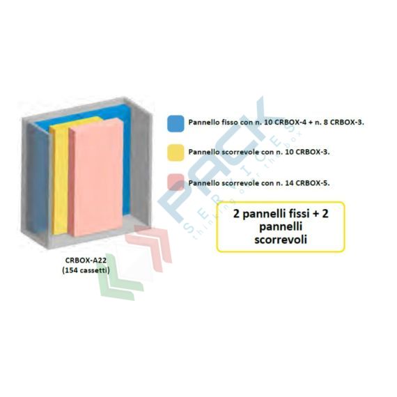 Armadio con cassettiere porta minuteria, capacità 154 cassetti, 2 pannelli fissi + 2 scorrevoli, colore grigio scuro, Tipologia: Scaffale con Pannelli Scorrevoli, Tipo Contenitore: Cassette Portaminuteria, Versione: 2 Fissi + 2 Scorrevoli, Cassetti/e nr.: 154, Colore: Grigio Scuro, Misura: 1270 L x 600 P x 1950 H mm, 6 image vendita, produzione, prezzi e offerte