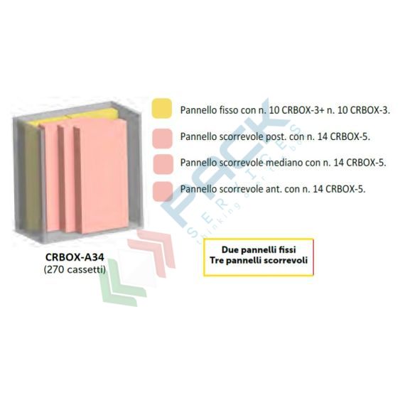 Armadio con cassettiere porta minuteria, capacità 270 cassetti, 2 pannelli fissi + 3 scorrevoli, colore grigio chiaro, Tipologia: Scaffale con Pannelli Scorrevoli, Tipo Contenitore: Cassette Portaminuteria, Versione: 2 Fissi + 3 Scorrevoli, Cassetti/e nr.: 270, Colore: Grigio Chiaro, Misura: 1270 L x 800 P x 1950 H mm, 6 image vendita, produzione, prezzi e offerte