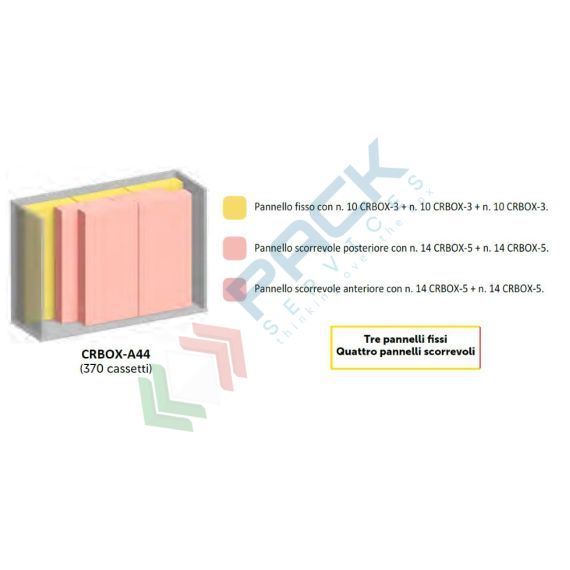 Armadio con cassettiere porta minuteria, capacità 370 cassetti, 3 pannelli fissi + 4 scorrevoli, colore grigio scuro, Tipologia: Scaffale con Pannelli Scorrevoli, Tipo Contenitore: Cassette Portaminuteria, Versione: 3 Fissi + 4 Scorrevoli, Cassetti/e nr.: 370, Colore: Grigio Scuro, Misura: 1870 L x 600 P x 1950 H mm, 6 image vendita, produzione, prezzi e offerte
