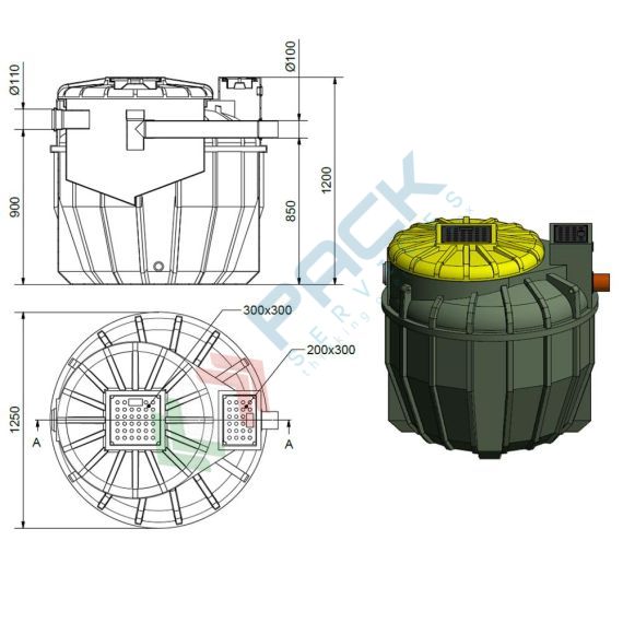 Fossa imhoff biologica, corpo nervato, A.E. 7, capacità 1200 Lt, Mis. Ø 1250 x 1200 H mm, per il trattamento primario dei reflui domestici, Utilizzo: Trattamento Primario, Tipologia: Fossa Imhoff, Volume (Lt): 1200, Versione: Corpo Nervato, 12 image vendita, produzione, prezzi e offerte