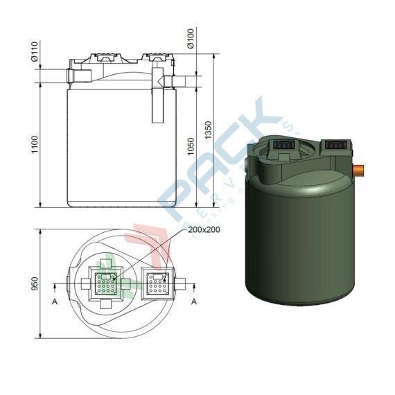 Fossa settica monocamerale, A.E. 8, Mis. Ø 950 x 1350 H mm, capacità 900 Lt, Utilizzo: Trattamento Primario, Tipologia: Fossa Settica, Volume (Lt): 900, Versione: Monocamerale, 10 image vendita, produzione, prezzi e offerte