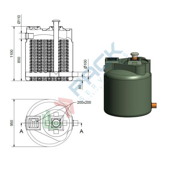 Filtro percolatore aerobico, A.E. 6, capacità 600 Lt, Mis. Ø 950 x 1100 H mm, per il trattamento secondario dei reflui domestici, Utilizzo: Trattamento Secondario, Tipologia: Filtro Percolatore, Volume (Lt): 600, Versione: Aerobico, 9 image vendita, produzione, prezzi e offerte