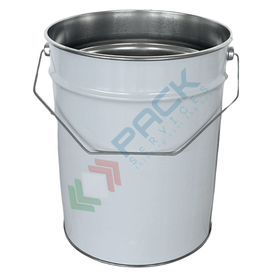 Secchiello in metallo conico Mis. Ø 240 x 300 H mm, capacità nominale 10 Lt, capacità totale 11,8 Lt, omologato ONU per liquidi, con manico in ferro, interno grezzo, Tipologia: Secchio Conico Int. Grezzo, Capacità: 10 Lt, Ø Diametro (mm): 240, Altezza (cm): 30, Colore Esterno / Interno: Bianco - Grezzo, 3 image vendita, produzione, prezzi e offerte