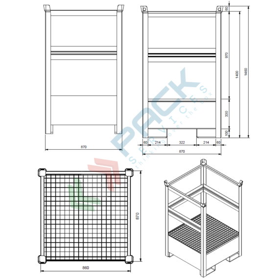 Vasca di contenimento liquidi in acciaio, con pareti a fascia, ideale per 1 fusto, volume di raccolta 210 Lt, Mis. 870 L x 870 P x 1460 H mm, colore arancio RAL 2001, Tipologia: Vasca per Fusti, Ideale per: 1 Fusto, Versione: con Pareti a Fascia, Materiale: Acciaio, Volume di Raccolta (Lt): 210, 12 image vendita, produzione, prezzi e offerte