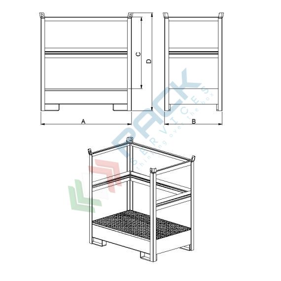 Vasca di contenimento liquidi in acciaio, con pareti a fascia, ideale per 1 fusto, volume di raccolta 210 Lt, Mis. 870 L x 870 P x 1460 H mm, colore arancio RAL 2001, Tipologia: Vasca per Fusti, Ideale per: 1 Fusto, Versione: con Pareti a Fascia, Materiale: Acciaio, Volume di Raccolta (Lt): 210, 13 image vendita, produzione, prezzi e offerte