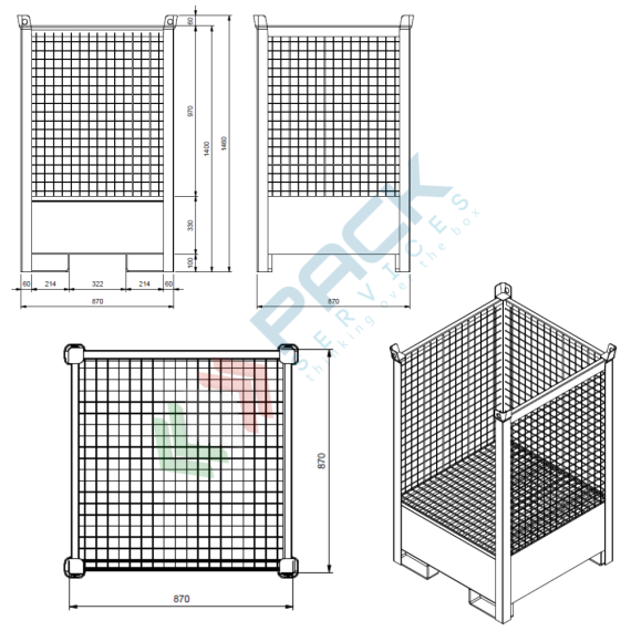 Vasca di contenimento liquidi in acciaio, con pareti in rete, ideale per 1 fusto, volume di raccolta 210 Lt, Mis. 870 L x 870 P x 1460 H mm, colore arancio RAL 2001, Tipologia: Vasca per Fusti, Ideale per: 1 Fusto, Versione: con Pareti in Rete, Materiale: Acciaio, Volume di Raccolta (Lt): 210, 12 image vendita, produzione, prezzi e offerte