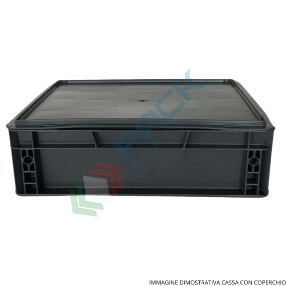 Cassetta in plastica riciclata (PP) sovrapponibile, 10 Lt, mis. 400 L x 300 P x 120 H mm, base e pareti chiuse, maniglie chiuse, Tipologia: Cassa Norma Europa, Versione: Base e Pareti Chiuse, Mis. Base (cm): 30 x 40, Altezza (cm): 12, Capacità: 10 Lt, Contatto Diretto con Alimenti: NO, Colore: Grigio, 18 image vendita, produzione, prezzi e offerte