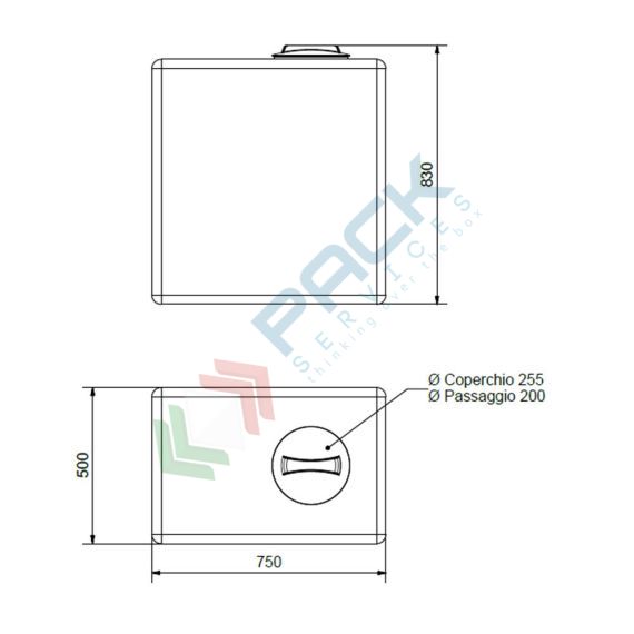 Serbatoio acqua in plastica (PE), parallelepipedo verticale, capacità 300 Lt, Mis. 750 L x 500 P x 830 H mm, colore azzurro, Tipologia: Serbatoio Parallelepipedo Verticale, Capacità: 300 Lt, Versione: Corpo Liscio, 9 image vendita, produzione, prezzi e offerte