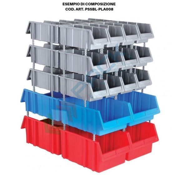 Cassa bocca di lupo in plastica (PP), sovrapponibile e componibile, capacità 7 Lt, Mis. 173 L x 402 P x 150 H mm, colore grigio, Tipologia: Bocca di Lupo Sovrapponibile e Componibile, Capacità: 7 Lt, Colore: Grigio, 14 image vendita, produzione, prezzi e offerte