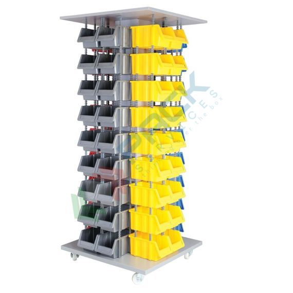 Carrello con tettoia composto da 72 cassette in plastica bocca di lupo (posizionate su 4 lati), realizzato in metallo/legno, Mis. 820 L x 820 P x 1940 H mm, base 4 ruote, Tipologia: Carrello, Tipo Contenitore: Cassette Bocca di Lupo, Versione: con Tettoia, Cassetti/e nr.: 72, Colore: Misto, Misura: 820 L x 820 P x 1940 H mm vendita, produzione, prezzi e offerte