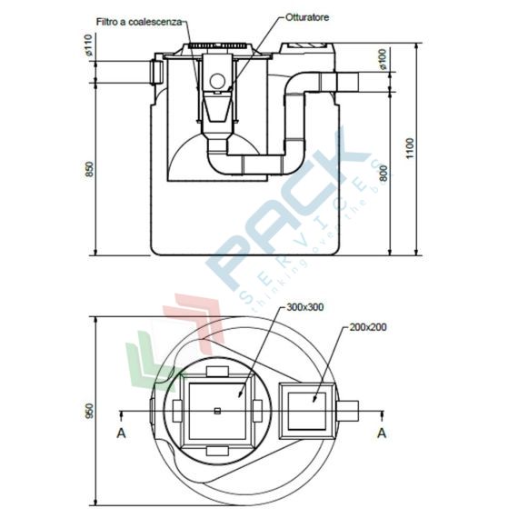 Separatore di oli a coalescenza con filtro estraibile ed otturatore automatico, Mis. Ø 950 x 1100 H mm, capacità 600 Lt, Utilizzo: Trattamento Secondario, Tipologia: Separatore di Oli a Coalescenza, Volume (Lt): 600, Versione: con Filtro Estraibile e Otturatore Automatico, 8 image vendita, produzione, prezzi e offerte