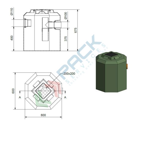 Degrassatore statico corpo lisico, A.E. 5, coperti 5, scarico domestico, Mis. Ø 600 x 675 H mm, per il pre-trattamento acque non provenienti da wc, Utilizzo: Trattamento Primario, Tipologia: Degrassatore, Volume (Lt): 170, Versione: Corpo Liscio, 10 image vendita, produzione, prezzi e offerte
