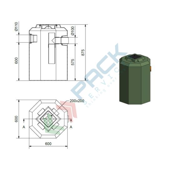 Degrassatore statico corpo lisico, A.E. 10, coperti 10, scarico domestico, Mis. Ø 600 x 875 H mm, per il pre-trattamento acque non provenienti da wc, Utilizzo: Trattamento Primario, Tipologia: Degrassatore, Volume (Lt): 230, Versione: Corpo Liscio, 10 image vendita, produzione, prezzi e offerte