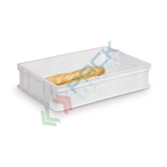 Cassetta in plastica (HDPE) sovrapponibile, capacità 24 Lt, Mis. 600 L x 400 P x 130 H mm, ideale per alimenti, fondo e pareti chiuse, colore bianco, Tipologia: Cassa Sovrapponibile Alimenti, Versione: Base e Pareti Chiuse, Mis. Base (cm): 40 x 60, Altezza (cm): 13, Capacità: 24 Lt, Contatto Diretto con Alimenti: SI, Colore: Bianco, 11 image vendita, produzione, prezzi e offerte