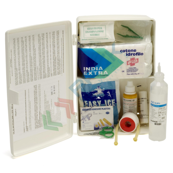 Armadietto pronto soccorso in plastica, contenuto maggiorato conforme all'allegato 2 del D.lgs. 81/2008-D.M.388/2003, ideale fino a 2 lavoratori (per aziende del gruppo C), Tipologia: Armadietto Plastica, Normativa: D.M. 388 e D.L. 81, Nr. Lavoratori: Fino a 2 Lavoratori, Allegato: Allegato 2, Contenuto: Maggiorato vendita, produzione, prezzi e offerte