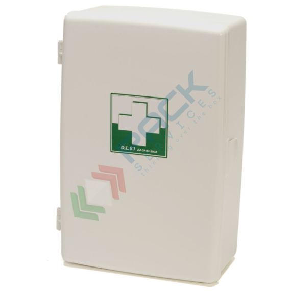 Armadietto pronto soccorso in plastica, contenuto maggiorato conforme all'allegato 2 del D.lgs. 81/2008-D.M.388/2003, ideale fino a 2 lavoratori (per aziende del gruppo C), Tipologia: Armadietto Plastica, Normativa: D.M. 388 e D.L. 81, Nr. Lavoratori: Fino a 2 Lavoratori, Allegato: Allegato 2, Contenuto: Maggiorato, 9 image vendita, produzione, prezzi e offerte