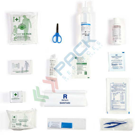 Kit reintegro pronto soccorso, contenuto base, conforme all'allegato 2 del D.lgs. 81/2008-D.M.388/2003, ideale fino a 2 lavoratori (per aziende del gruppo C), Tipologia: Kit Reintegro, Normativa: D.M. 388 e D.L. 81, Nr. Lavoratori: Fino a 2 Lavoratori, Allegato: Allegato 2, Contenuto: Base, 10 image vendita, produzione, prezzi e offerte