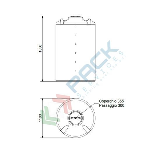 Serbatoio acqua in plastica (PE), cilindrico verticale, capacità 1530 Lt, Mis. Ø 1100 x 1850 H mm, colore azzurro, Tipologia: Serbatoio Cilindrico Verticale, Capacità: 1530 Lt, Versione: Alto, 9 image vendita, produzione, prezzi e offerte