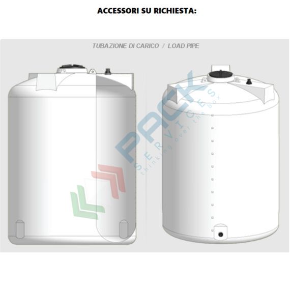 Serbatoio in plastica (PE) per chimici e alimenti, cilindrico verticale, capacità 220 Lt, Mis. Ø 620 x 900 H mm, colore neutro, Tipologia: Serbatoio Cilindrico Verticale Alto, Capacità: 220 Lt, 10 image vendita, produzione, prezzi e offerte