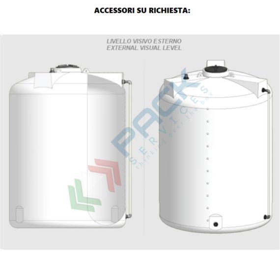 Serbatoio in plastica (PE) per chimici e alimenti, cilindrico verticale, capacità 220 Lt, Mis. Ø 620 x 900 H mm, colore neutro, Tipologia: Serbatoio Cilindrico Verticale Alto, Capacità: 220 Lt, 20 image vendita, produzione, prezzi e offerte