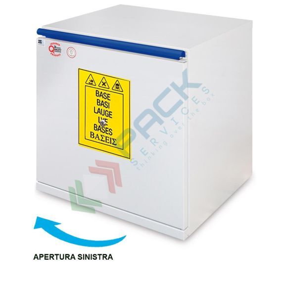 Armadio di sicurezza per lo stoccaggio combinato di prodotti chimici e basi, Mis. 595 L x 520 P x 620 H mm, apertura a sinistra, Tipologia: Armadio Sotto Cappa, Versione: Basi, Larghezza (cm): 59,5, Profondità (cm): 52, Altezza (cm): 62, Ante: 1 Piena - Ap. SX, Colore: Grigio, Versione Ripiani: NO Ripiani, 7 image vendita, produzione, prezzi e offerte