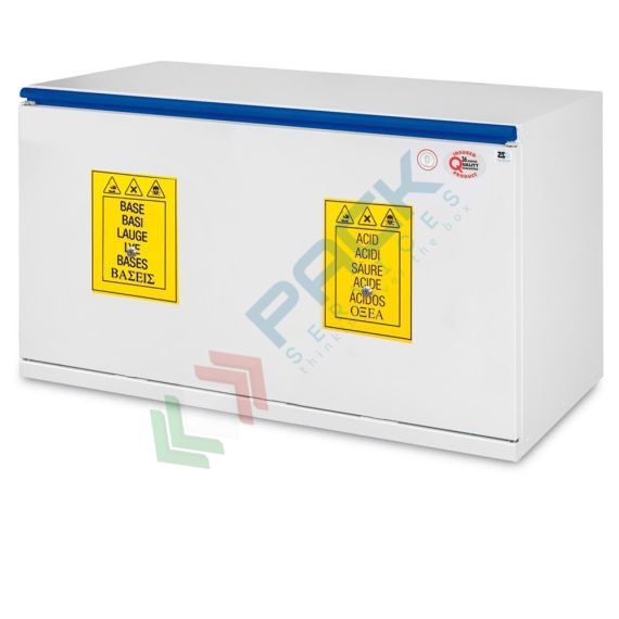 Armadio di sicurezza per lo stoccaggio combinato di prodotti chimici, acidi e basi, Mis. 1090 L x 520 P x 720 H mm, apertura a cassettone, Tipologia: Armadio Sotto Cappa, Versione: Acidi + Basi, Larghezza (cm): 109, Profondità (cm): 52, Altezza (cm): 72, Ante: 1 Piena - Ap. Cassettone, Colore: Grigio, Versione Ripiani: NO Ripiani vendita, produzione, prezzi e offerte