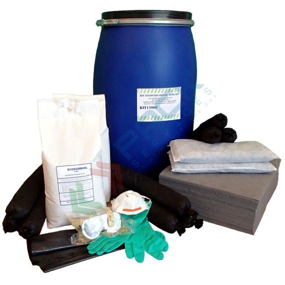 Kit di pronto intervento universale, capacità assorbimento 137 Lt, confezionato in fusto cilindrico in polietilene a bocca larga, Tipologia: Kit Universali, Modello: Contenitore Cilindrico, Confezionamento: Fusto, Capacità di Assorbimento Conf. (Lt): 137 vendita, produzione, prezzi e offerte