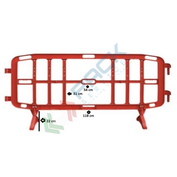 Transenna in plastica (PP) stradale, Mis. 200 x 102 cm, colore rosso, Tipologia: Transenna Stradale in PP, Colore: Rosso, 7 image vendita, produzione, prezzi e offerte