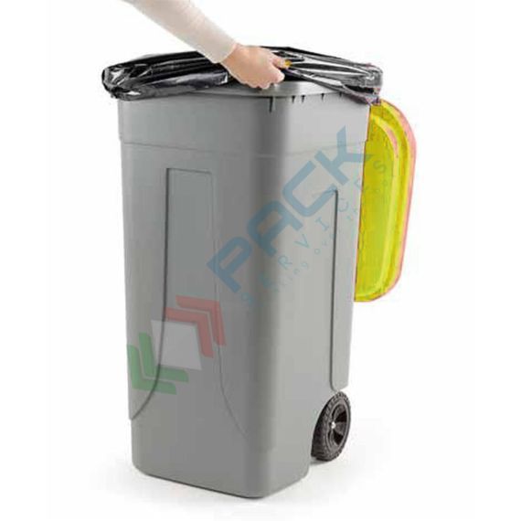 Bidone spazzatura per la raccolta differenziata rifiuti, capacità 100 Lt, con coperchio a cerniera, colore grigio-giallo, Tipologia: Bidone, Capacità: 100 Lt, Chiusura: Coperchio a Cerniera, Versione: Standard, Colore: Grigio + Giallo, 6 image vendita, produzione, prezzi e offerte